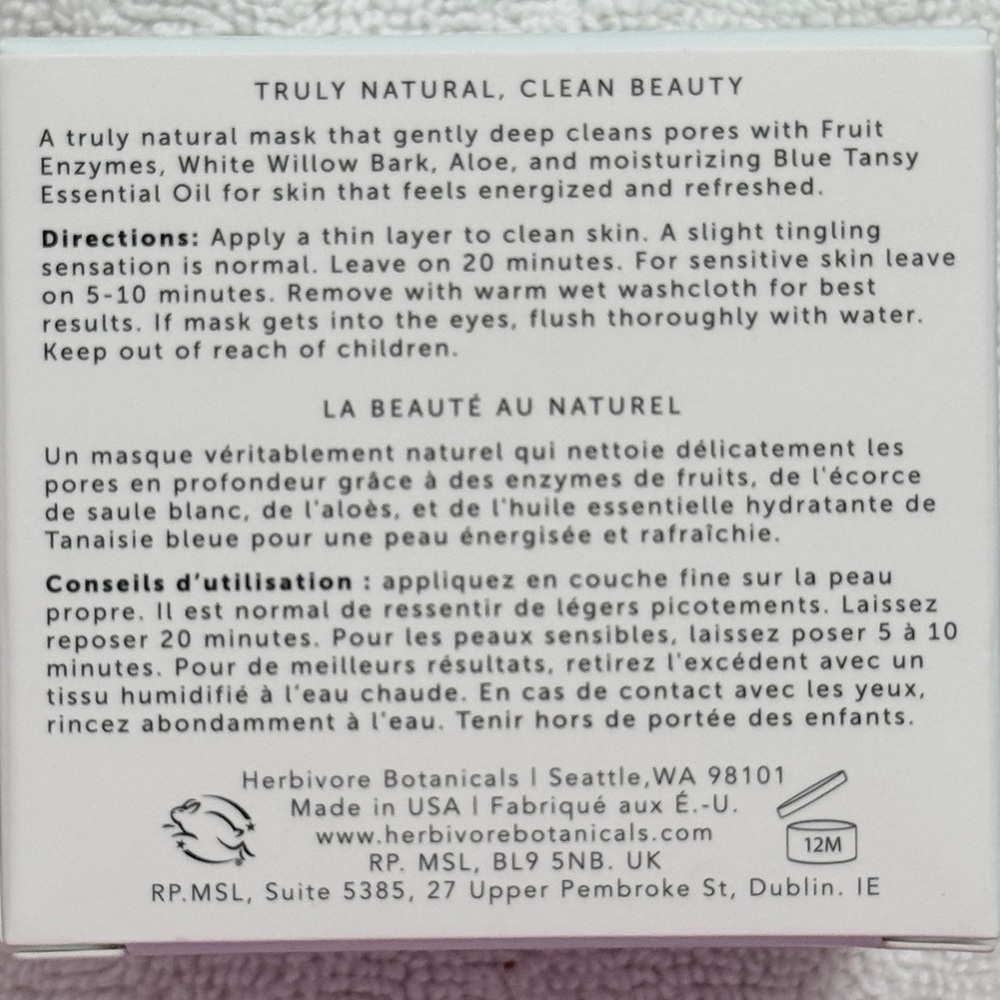 Herbivore BLUE TANSY Resurfacing Clarity Mask - NIB - Picture 3 of 7